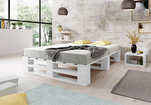 Lermowood Palettenbett M2 aus Holz 140 x 200 cm Weiß mit Lattenrost Holzbett 30cm Stabiles Seniorenbett Kinderbett Jugendbett Gästebett erhöhtes Einzelbett Bettgestell Futonbett Komforthöhe Lermowood Palettenbett M2 aus Holz 140 x 200 cm Weiß mit Lattenrost Holzbett 30cm Stabiles Seniorenbett Kinderbett Jugendbett Gästebett erhöhtes Einzelbett Bettgestell Futonbett Komforthöhe von Lermowood