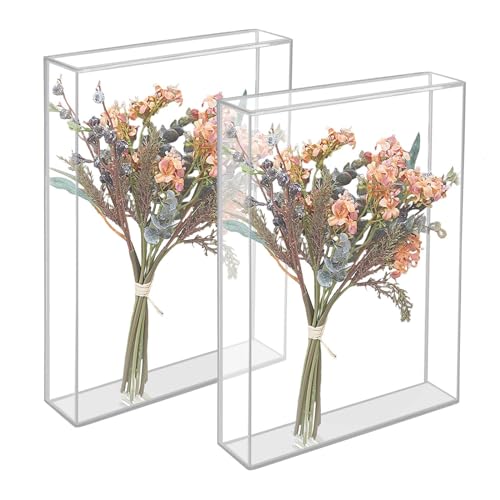 Acryl Schattenbox,2 Stück Vollständig Transparente Schatten Box Rahmen,Acryl Blumen Objektrahmen Vitrine,Staubdicht DIY Acryl Bilder Rahmen Showcase Erinnerungsbox für Miniaturen Medaillen Blumen Foto von Les-Theresa