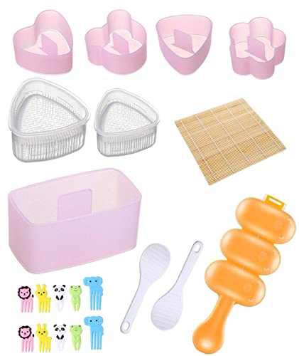 Les-Theresa 12 Teiliges Sushi Formen Set, Sushi Onigiri Mold Sushi Werkzeuge Reisbällchen Maker Klassisches Dreieck-Reisbällchen Maker Sushi Form Kit Sushi-Zubehör für Lunch Bento Box Zubehör von Les-Theresa