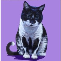 Trauerkatze, Handgemaltes Katzenportrait Mit Acryl Auf Galerie-Holz, Katzengedenkstätte, Katzenverlust, Katzenmalerei von LetitiasArt