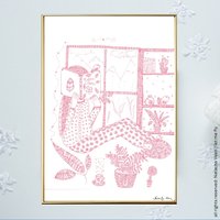 Geschenk Für Sie Naturliebhaber Frauen-Illustration Weihnachtsgeschenk Innenausstattung Siebdruck Katze Buch Liebe von LetmeflyVeen