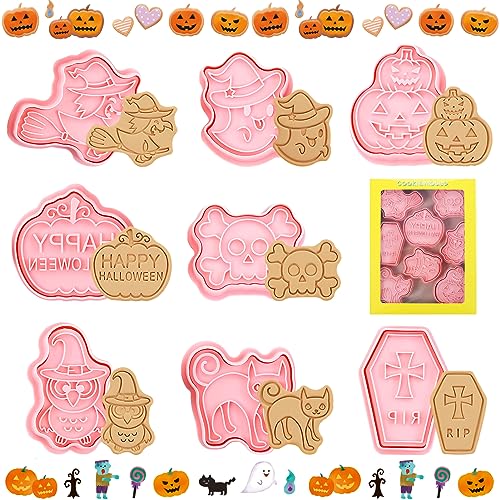 Lets Joy 8 Stück Ausstechformen Halloween, Plätzchen Ausstecher Kinder, Keksausstecher Ausstecher Set, Ausstecher Kuchen Dekoration, Ausstechformen Tiere, Halloween Keksausstecher Karikatur Cookie von Lets Joy