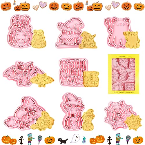 Lets Joy 8 Stück Ausstechformen Halloween, Plätzchen Ausstecher Kinder, Keksausstecher Ausstecher Set, Ausstecher Kuchen Dekoration, Ausstechformen Tiere, Halloween Keksausstecher Karikatur Cookie von Lets Joy