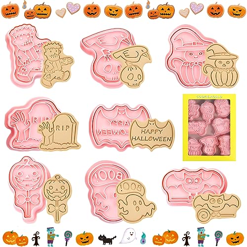 Lets Joy 8 Stück Ausstechformen Halloween, Plätzchen Ausstecher Kinder, Keksausstecher Ausstecher Set, Ausstecher Kuchen Dekoration, Ausstechformen Tiere, Halloween Keksausstecher Karikatur Cookie von Lets Joy