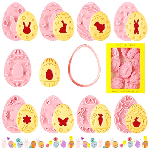 Lets Joy 9 Stück Ausstechformen Ostern Set, Plätzchenformen Hasen Küken, 3D Pressbare Keksausstecher, Hasen Osterausstechformen, Ausstechformen Ostereier, Osterei Cookie Fondant Partyzubehör von Lets Joy