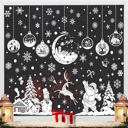 Lets Joy 9 Stück Fensterbilder Weihnachten Selbstklebend, Schneeflocken Fensterdeko, Weihnachten Fensterdeko Statisch, Weihnachtsdeko Fenster, Fensterdeko Weihnachten Wiederverwendbar von Lets Joy