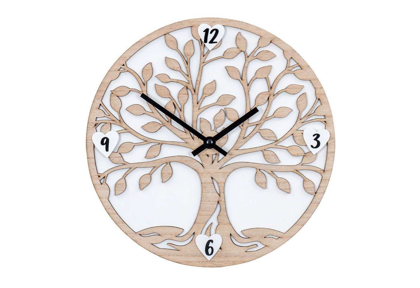 Levandeo® Wanduhr (Wanduhr Holz 30x30cm Baum des Lebens Rund Uhr Wanddeko Holzuhr) von Levandeo®