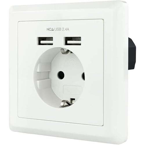 tooq Schuko Wandsteckdose weiß 2 USB Steckdosen max. 2,4 A von Levitantes