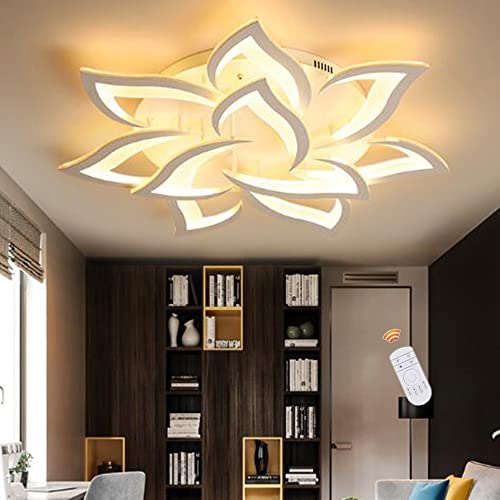 LED Deckenleuchte Dimmbar Blumen Deckenlampe Mit Fernbedienung Moderne Große Wohnzimmerlampe Acryl Lichtfarbe Helligkeit Einstellbar Kronleuchter Für Schlafzimmer Esszimmer Kinderzimmer,10 Heads von Lfoute