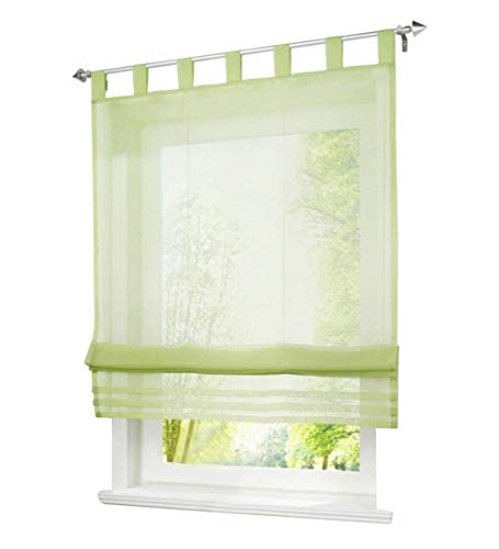 1 Stück Raffrollo mit Schlaufen Design Rollos Voile Transparent Vorhang (BxH 120x155cm, Grün) von LiYa