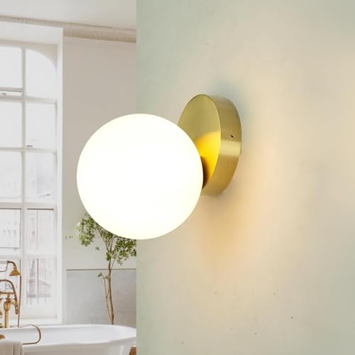 Badleuchte Wand IP44 aus Metall Glasschirm in Kugelform G9 Leuchtmittel fürs Badezimmer Spiegellampe Wandlampe Wandleuchte Innen Badlampe von Licht-Erlebnisse