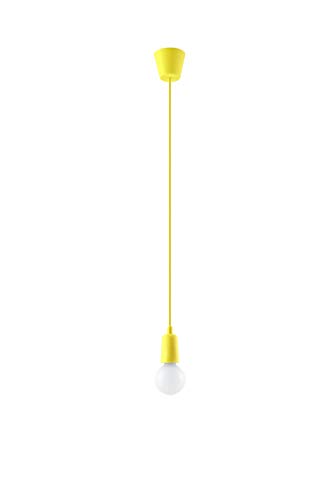 Licht-Erlebnisse Retro Hängelampe Gelb verstellbar bis 90cm vielseitig für E27 NESSA Küche Jugendzimmer Pendelleuchte von Licht-Erlebnisse