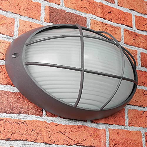 Licht-Erlebnisse Schiffslampe Wand AMSTERDAM Anthrazit Aluminium Glas wetterfest IP44 E27 B:32cm Garten Wandlampe von Licht-Erlebnisse