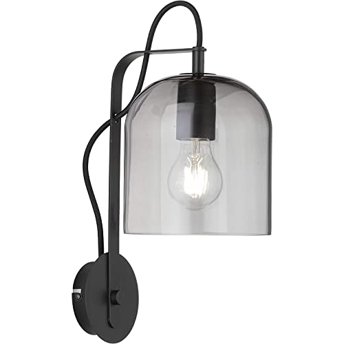 Licht-Erlebnisse Wandleuchte Glas Metall Modern elegant in Schwarz für E27 Wandlampe Flur Wohnzimmer Küche von Licht-Erlebnisse