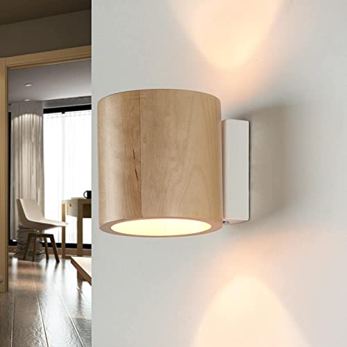 Wandleuchte Holz in Natur Wohnzimmer Schlafzimmer B:10 cm G9 Leuchtmittel inklusive Up & Down gemütliche Wandlampe Flur ORBIS von Licht-Erlebnisse