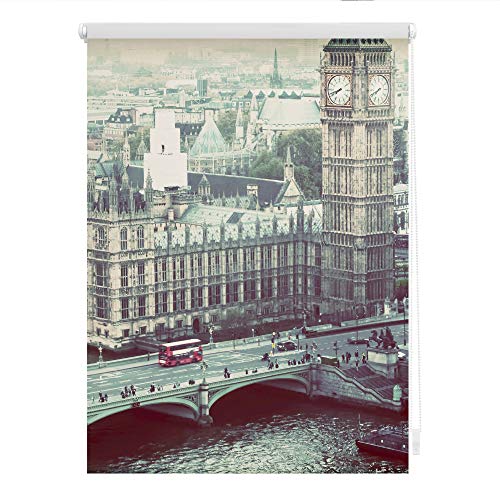Lichtblick Klemmfix Verdunklungs-Rollo mit Motiv, ohne Bohren, Blickdicht, Seitenzugrollo, Made in Germany, London Westminster - Grau 90 x 150 cm Lichtblick Klemmfix Verdunklungs-Rollo mit Motiv, ohne Bohren, Blickdicht, Seitenzugrollo, Made in Germany, London Westminster - Grau 90 x 150 cm von Lichtblick