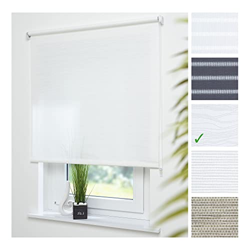 Liedeco® Rollo, Fenster Rollo, Kettenzug-Rollo / 122 x 180 cm (Breite x Höhe), Faden weiß/Stoff mit Dekor, Lichtdurchlässig, Blickdicht/viele Farben, Größen und Typen/Variable Montage möglich von Liedeco