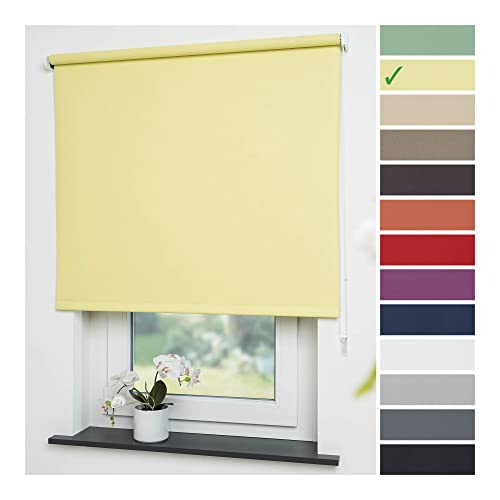 Liedeco® Rollo, Fenster Rollo, Kettenzug-Rollo / 142 x 180 cm (Breite x Höhe), gelb/Verdunkelnd, Abdunkelnd, Blickdicht/viele Farben, Größen und Typen/Breiten 60-200cm / Variable Montage möglich von Liedeco