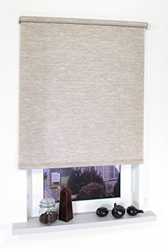 Liedeco® Rollo, Fenster Rollo, Kettenzug-Rollo / 162 x 180 cm (Breite x Höhe), Struktur Natur Sand/Stoff mit Dekor, Lichtdurchlässig, Blickdicht/viele Farben, Größen/Variable Montage möglich von Liedeco