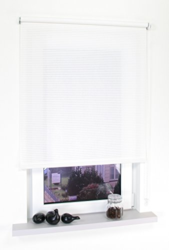 Liedeco® Rollo, Fenster Rollo, Kettenzug-Rollo / 202 x 180 cm (Breite x Höhe), Streifen weiß/Stoff mit Dekor, Lichtdurchlässig, Blickdicht/viele Farben, Größen und Typen/Variable Montage möglich von Liedeco