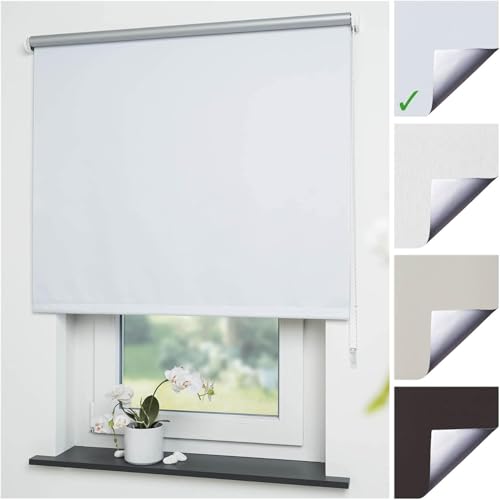 Liedeco® Rollo, Fenster Rollo, Kettenzug-Rollo / 62 x 180 cm (Breite x Höhe), weiß/Thermo-Beschichtung, Verdunkelnd, Blickdicht/Breiten 60-200 cm/viele Farben, Größen/Variable Montage möglich von Liedeco