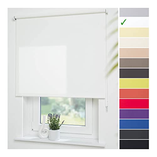 Liedeco® Rollo, Fenster Rollo, Kettenzug-Rollo / 062 x 180 cm (Breite x Höhe), weiß/lichtdurchlässig, Blickdicht/viele Farben, Größen und Typen/Breiten 60-200 cm/Variable Montage möglich von Liedeco