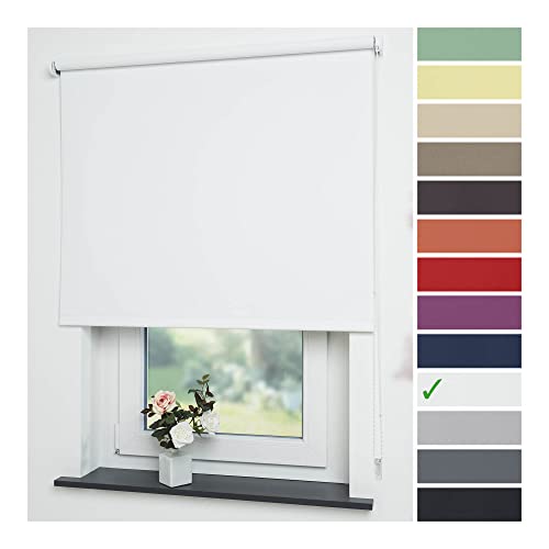 Liedeco® Rollo, Fenster Rollo, Kettenzug-Rollo / 162 x 180 cm (Breite x Höhe), weiß/Verdunkelnd, Abdunkelnd, Blickdicht/viele Farben, Größen und Typen/Breiten 60-200 cm von Liedeco