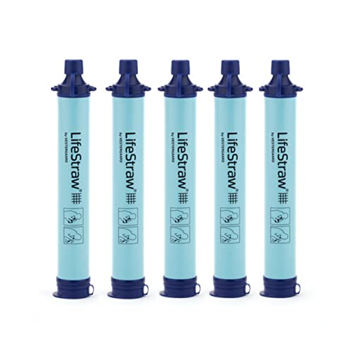 LifeStraw Persönlicher Wasserfilter für Wandern, Camping, Reisen und Notfallvorsorge, 5er-Pack, Blau von LifeStraw