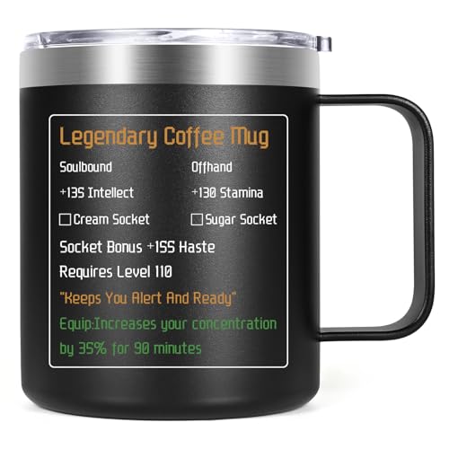 Lifecapido Gamer Gifts, Legendary Stainless Steel Coffee Mug with Handle 12 Oz, Gamer Christmas Gifts Birthday Gifts for Men Women Nerd Gamer Brother Sister Husband Friends Boss Coworkers, Black von Lifecapido