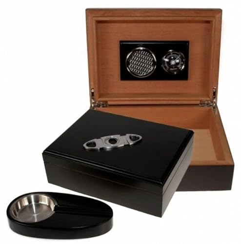 Lifestyle-Ambiente schwarzes Humidor Set mit Zigarrenascher und Zigarrencutter von Lifestyle-Ambiente