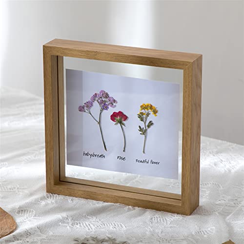 Lifup Pflanzenrahmen Display, Box Frame Display, Doppelseitig Gepresste Blumenrahmen, Gepresster Blumenrahmen für den Schreibtisch Holz 20.3 x 25.3 cm von Lifup