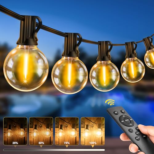 LED Lichterkette Außen Glühbirnen 20M - 65FT Outdoor Lichterkette Strom mit 30+2 G40 Glühbirne IP44 Wetterfest Dimmbare Aussen Lichterkette warmweiß für Garten Terrasse Balkon Hochzeiten Party von Light-Brightly