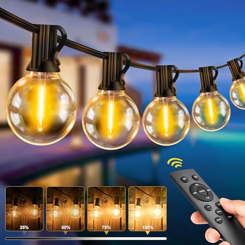 LED Lichterkette Außen Glühbirnen 30M - 100FT Outdoor Lichterkette Strom mit 46+2 G40 Glühbirne IP44 Wetterfest Dimmbare Aussen Lichterkette warmweiß für Garten Terrasse Balkon Hochzeiten Party von Light-Brightly