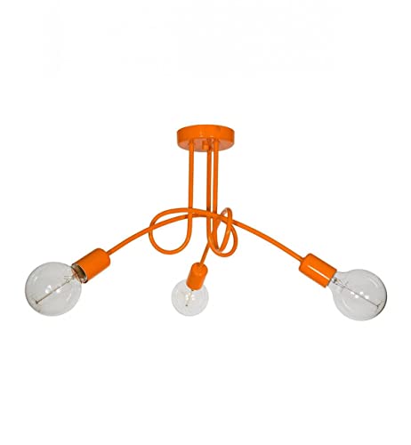 Light-Home Edison Deckenbeleuchtung Lampen Deckenlampen - Deckenlampe Industrial für Wohnzimmer Schlafzimmer und Esszimmer aus Metall - Pendelleuchte 3-Flammig - Orange von Light Home LH