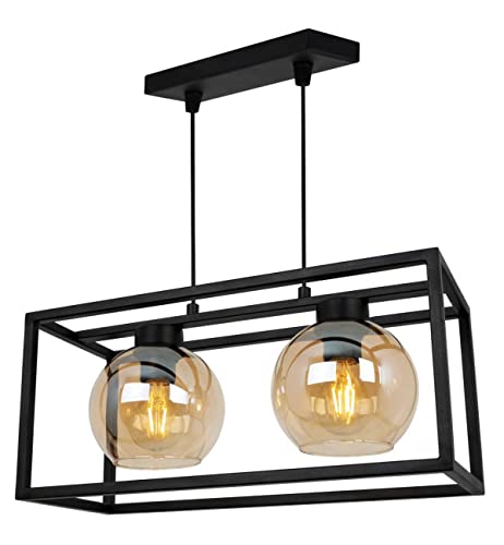 Light-Home Haga Cage Hängelampe - Deckenlampe für Wohnzimmer Schlafzimmer und Esszimmer- Pendelleuchte aus Metall und Glas - E27 - Honig - 2-Flammig von Light Home LH