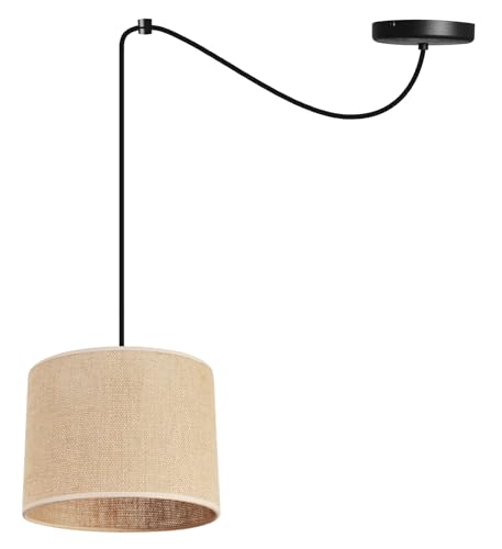 Light-Home Juta Hängelampe - Boho Deckenlampe Esszimmer und Küche - Pendelleuchte aus Metall mit Soff Lampenschirm (E27) - ⌀ 20 cm - Schwarz Untersatz - Jute Light-Home Juta Hängelampe - Boho Deckenlampe Esszimmer und Küche - Pendelleuchte aus Metall mit Soff Lampenschirm (E27) - ⌀ 20 cm - Schwarz Untersatz - Jute von Light Home LH