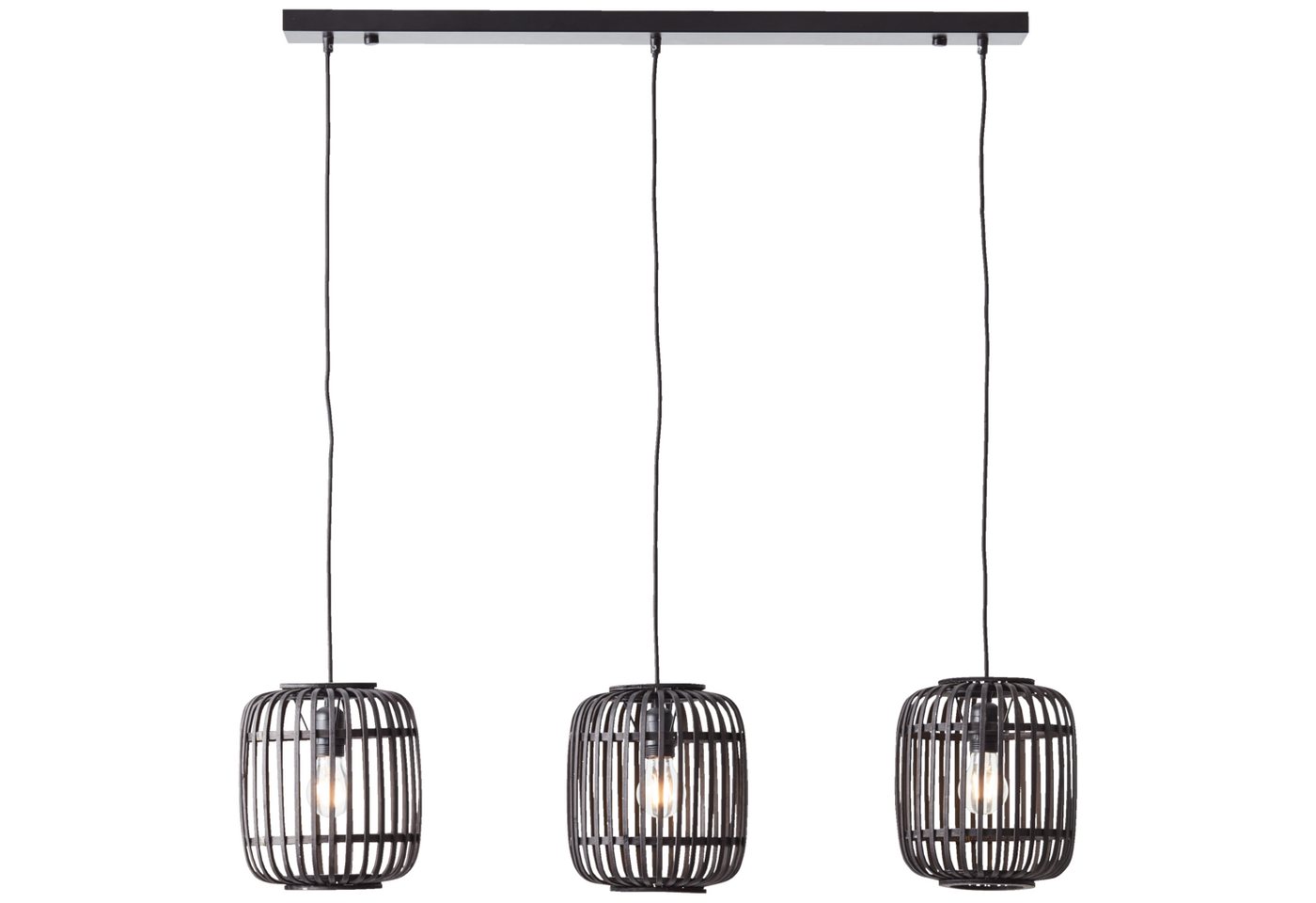Lightbox Hängeleuchten, ohne Leuchtmittel, Bambus Lampe, 125 x 105 x 22 cm, kürzbar, E27, Metall/Bambus, schwarz von Lightbox