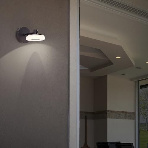 Lightbox LED Outdoor Wandlampe mit IP44 - Außen Wandleuchte mit warmweißer Lichtfarbe - inkl. Leuchtmittel - max. 4W - Helligkeit 730 Lumen - für den Garten aus Metall/Glas in Sand Schwarz von Lightbox
