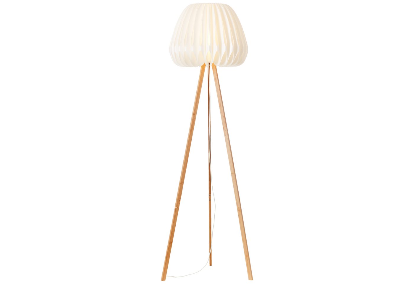 Lightbox Stehlampe, ohne Leuchtmittel, Dreibein Lampe, 155 x 62 cm, E27, Bambus/Kunststoff, natur/weiß von Lightbox