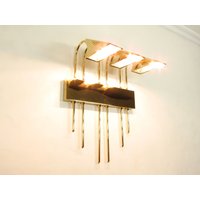 Goldene Wandleuchte Mid-Century Modern Vanity Light Vintage Strahler Schwanenhalslampe 3 Licht Cluster Vorrichtung Art Deco Loft Beleuchtung von LightenUpCrafts