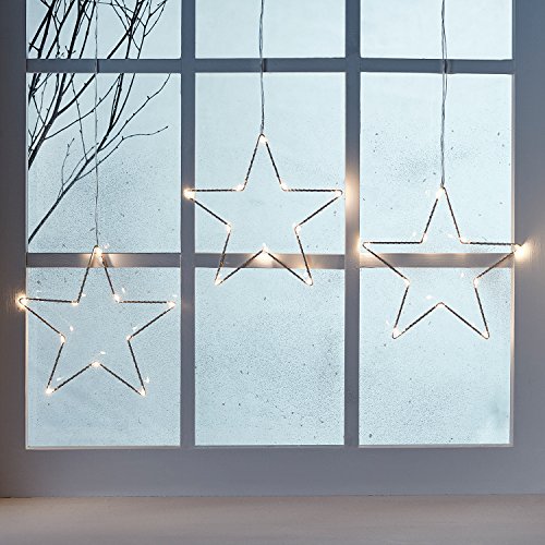 Lights4fun 90cm LED Osby Sternen Vorhang Timer Batterie Lichtervorhang Innen Weihnachtsdeko Leuchtsterne Kinderzimmer von Lights4fun