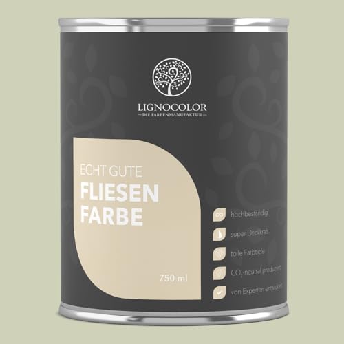 Lignocolor Fliesenfarbe matt| hochbeständige Farbe für Wand- & Bodenfliesen (Green Tea matt, 750 ml) | hochdeckend für den Innenbereich von Lignocolor