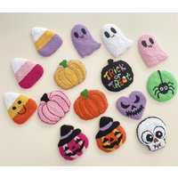 Halloween Becher Teppiche, Punch Needle Kürbis Und Geist Untersetzer, Handgemachtes Gruseliges Geschenk, Dekoration, Rosa Tufted Candy Untersetzer von LilyShaaHandmade