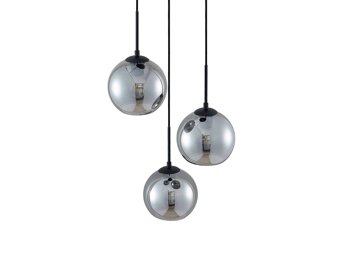 Lindby - Jurian 3 Round Pendelleuchte Black/Smoke Lindby von Lindby