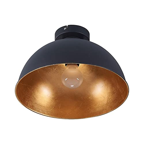 Lindby LED Deckenlampe Metall schwarz, gold matt, Ø31 cm, Deckenleuchte 1x E27 max. 60W, ohne Leuchtmittel, Deckenbeleuchtung Wohnzimmer, Esszimmer von Lindby