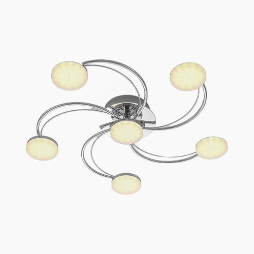 Lindby LED Deckenleuchte 'Rouven' (Modern) in Chrom aus Metall u.a. für Wohnzimmer & Esszimmer (6 flammig,) - Lampe, LED-Deckenlampe, Deckenlampe, Wohnzimmerlampe von Lindby