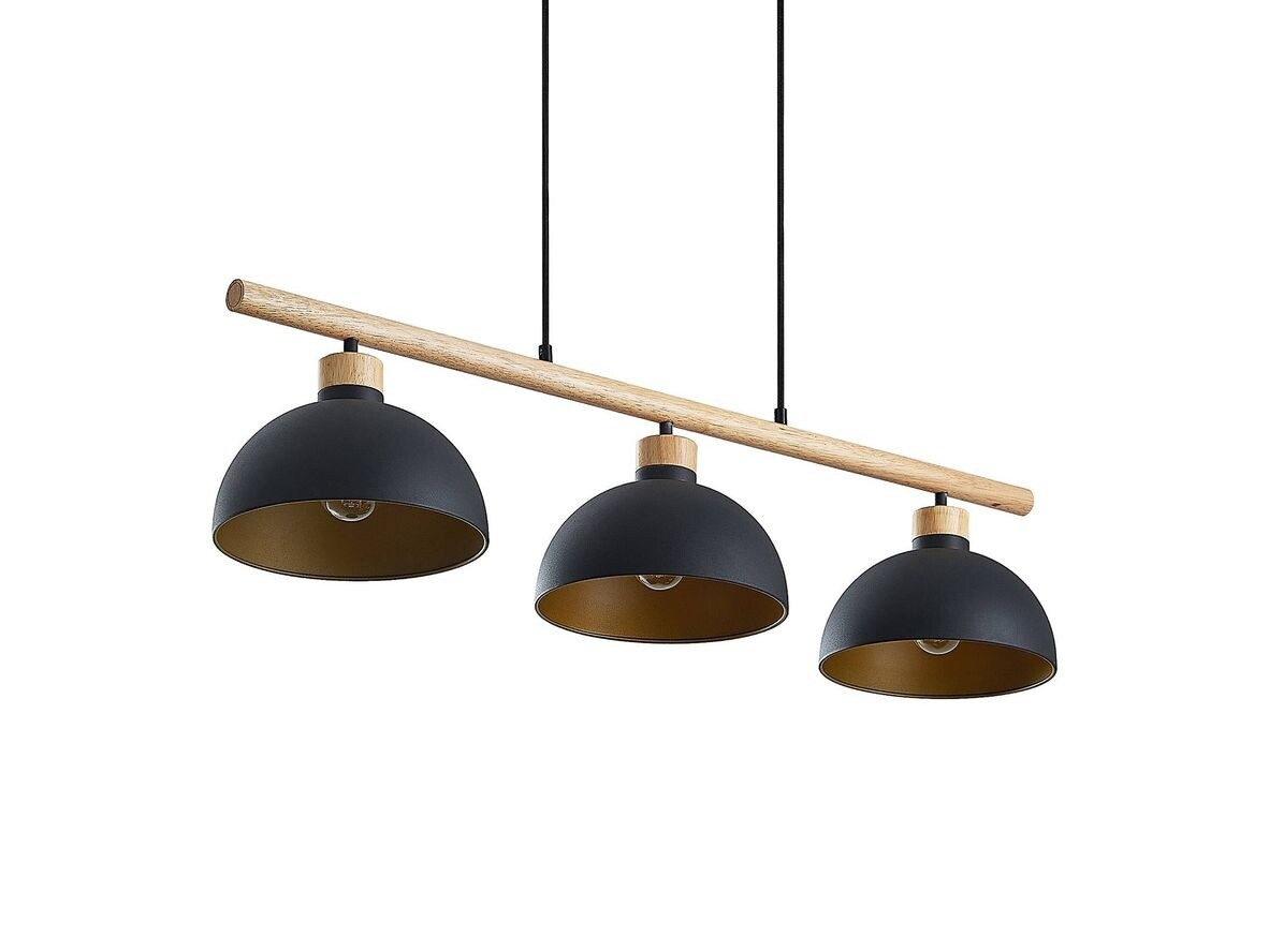 Lindby - Tirzana 3 Pendelleuchte Black/Light Wood Lindby von Lindby