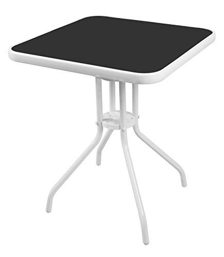 Linder Exclusiv LEX Bistrotisch 60 x 60 x 70 cm mit schwarzer Glasplatte Bistro-Tisch weißes Gestell von Linder Exclusiv