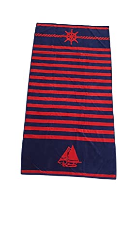 LINDER LEX Saunatuch Handtuch Duschtuch Bahia Verschiedene Motive 90 x 170 cm, Farbe:Blau-Rot gestreift von LINDER