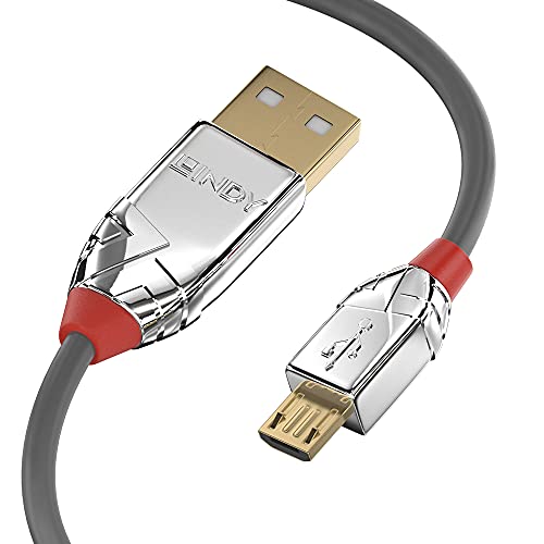 LINDY 36653 3m USB 2.0 Typ A an Micro-B Kabel, Cromo Line Anthrazit von LINDY